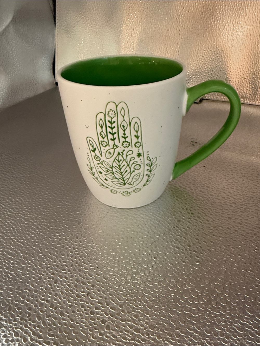Hand of Fatima White with Bright Green Coffee Mug.